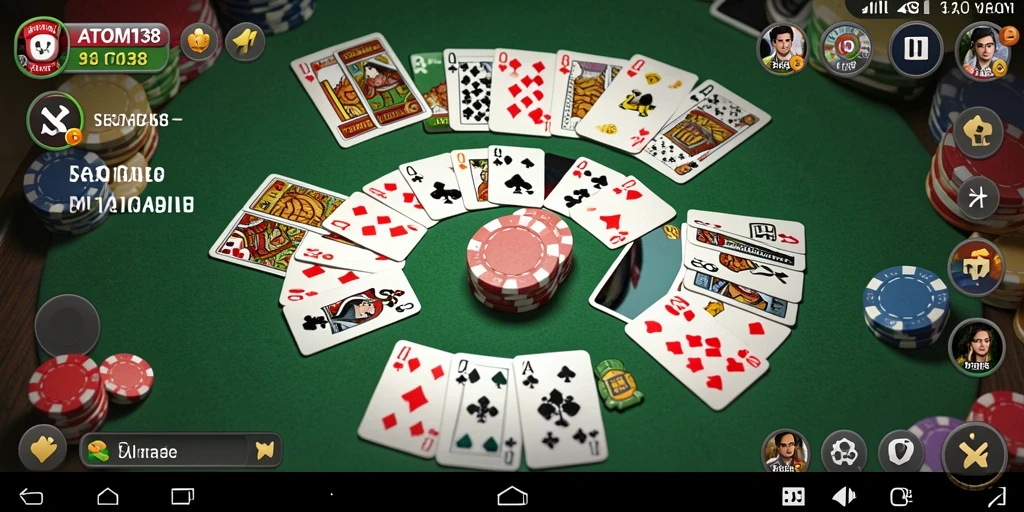 Tampilan seru dari gameplay Gaple dalam ATOM138.