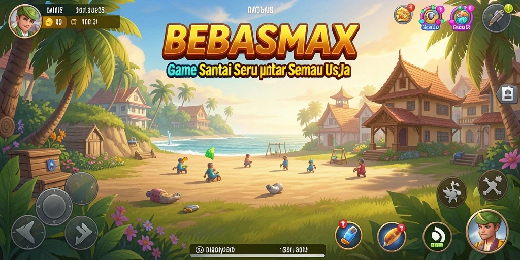 Screenshot utama BEBASMAX menunjukkan gameplay menarik dan penuh warna.