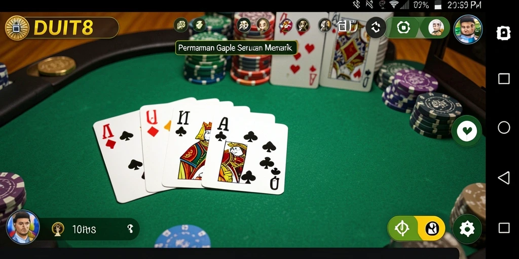 Tampilan gameplay Gaple yang seru dan interaktif di DUIT8.