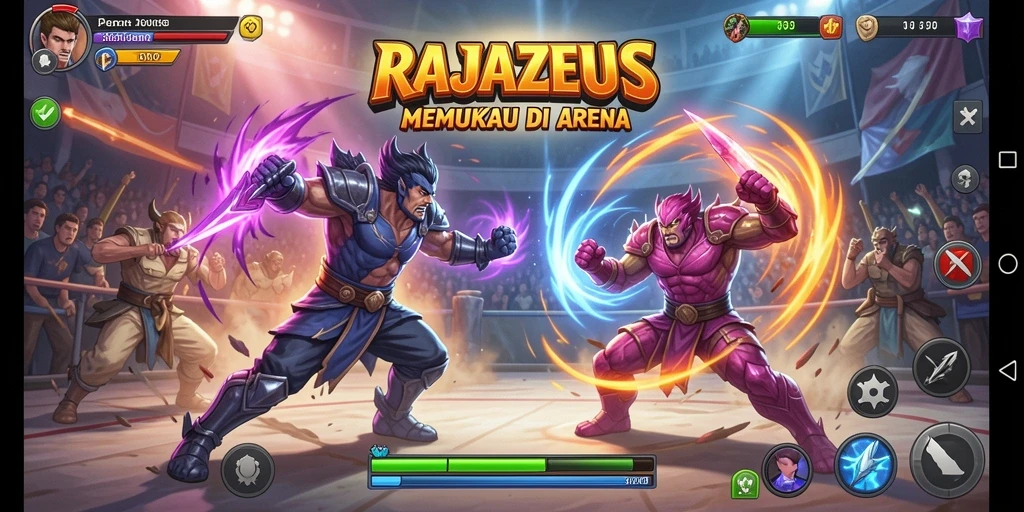 Tampilan gameplay RAJAZEUS yang dinamis dan menegangkan.