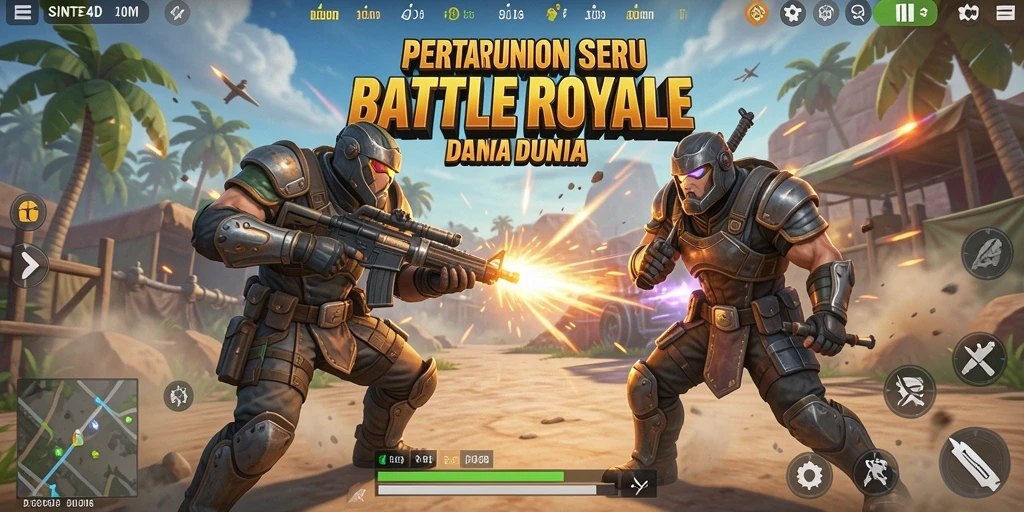 Screenshot gameplay SINTE4D menampilkan aksi mendebarkan dalam Battle Royale.