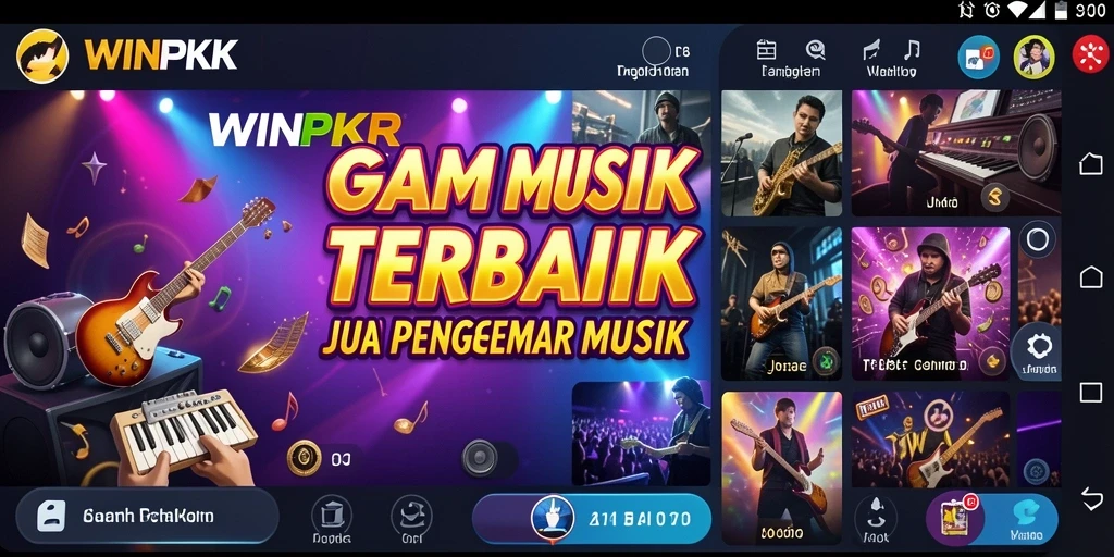 Screenshot gameplay WINPKR menampilkan aksi seru dan interaksi musik.