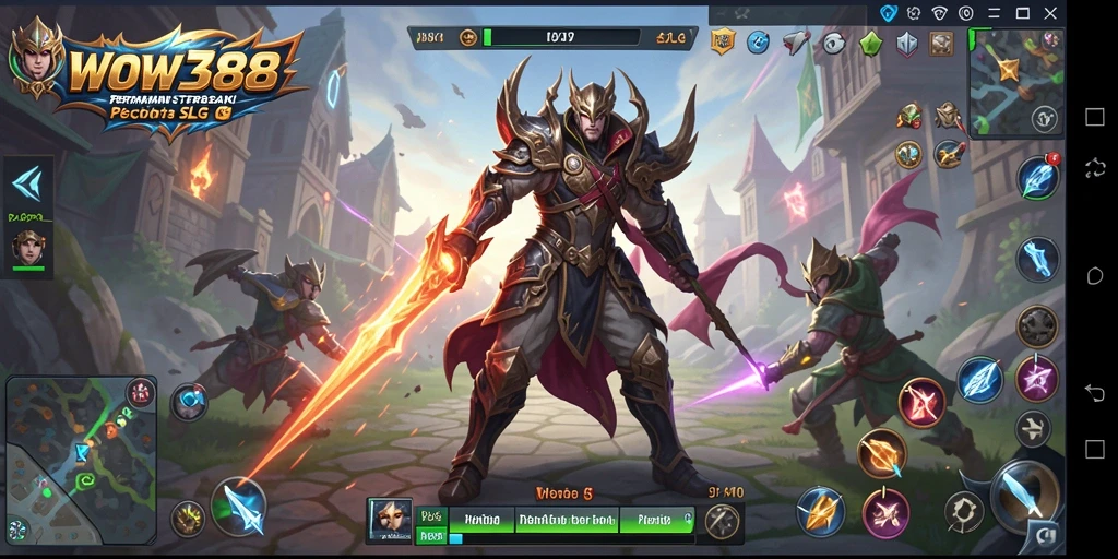 Tangkapan layar WOW388 menunjukkan aksi pertempuran intens dalam game SLG.